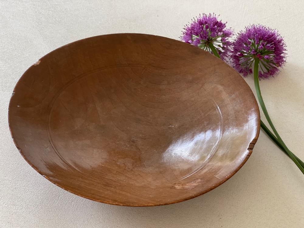 Antique Treen Sycamore Cream Skimmer - great colour and patina