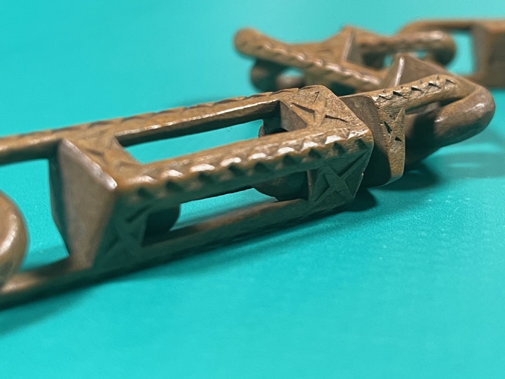 An Antique Treen Knitting Sheath - with a chain & ball and cage View III