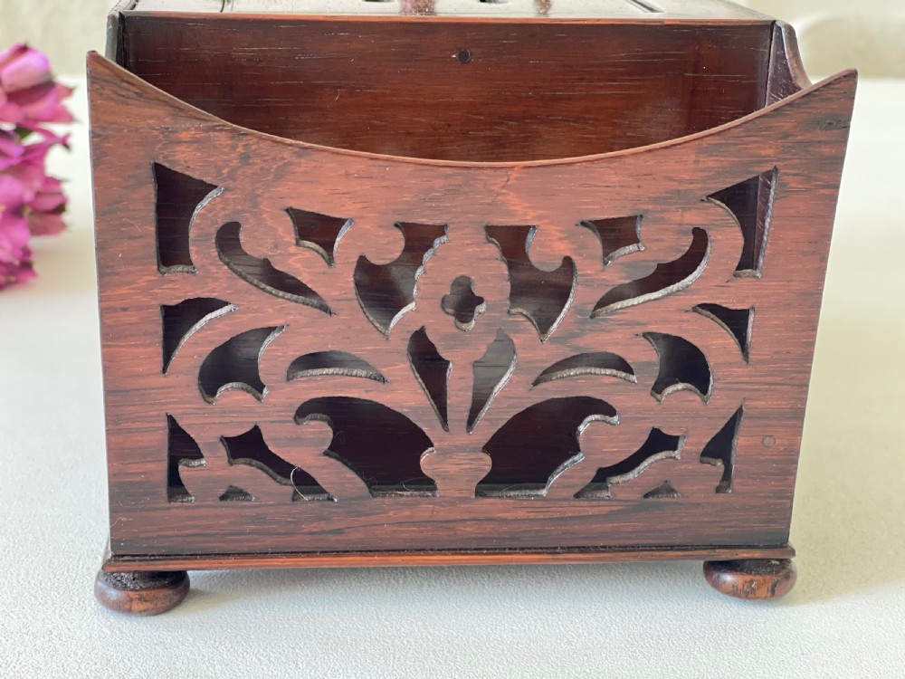 Antique Rosewood Fretwork Letter Box View II