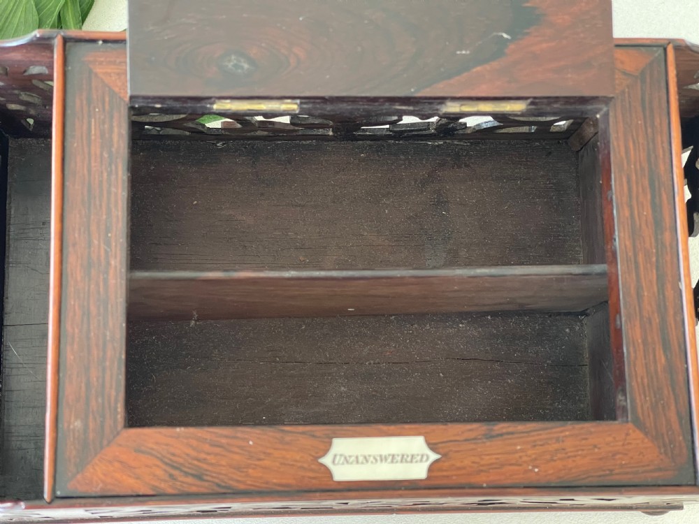 Antique Rosewood Fretwork Letter Box View III