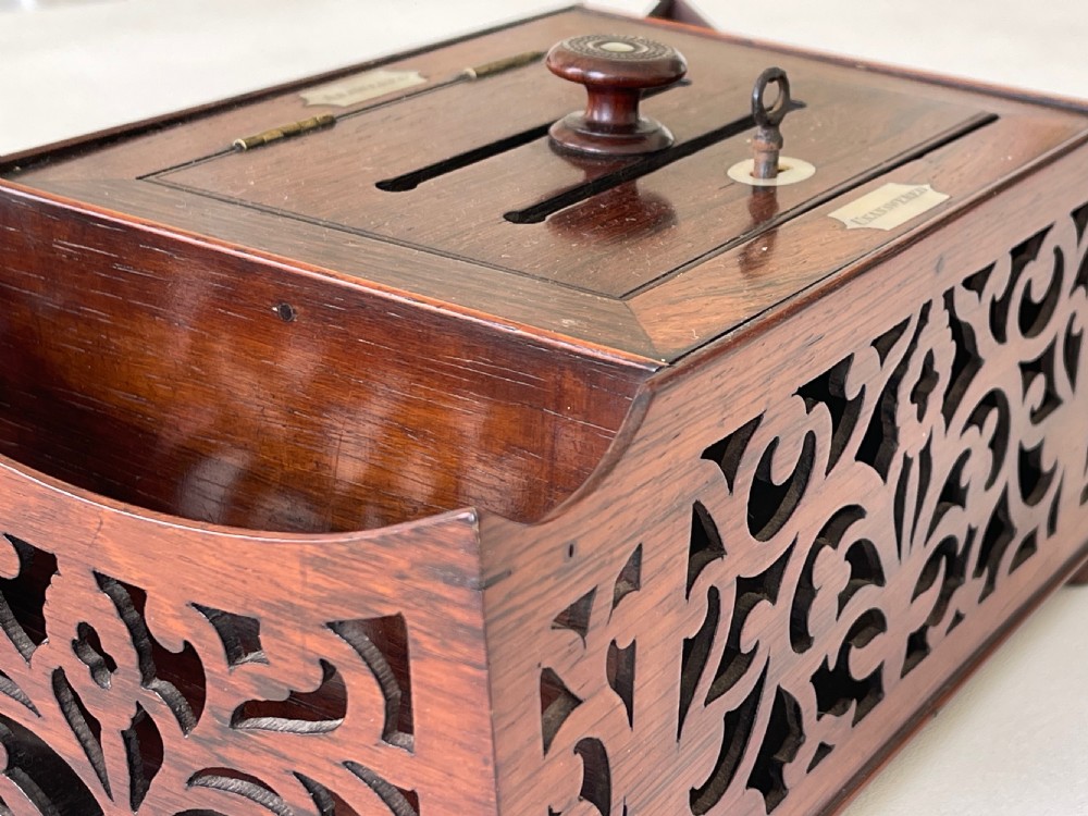 Antique Rosewood Fretwork Letter Box View IX