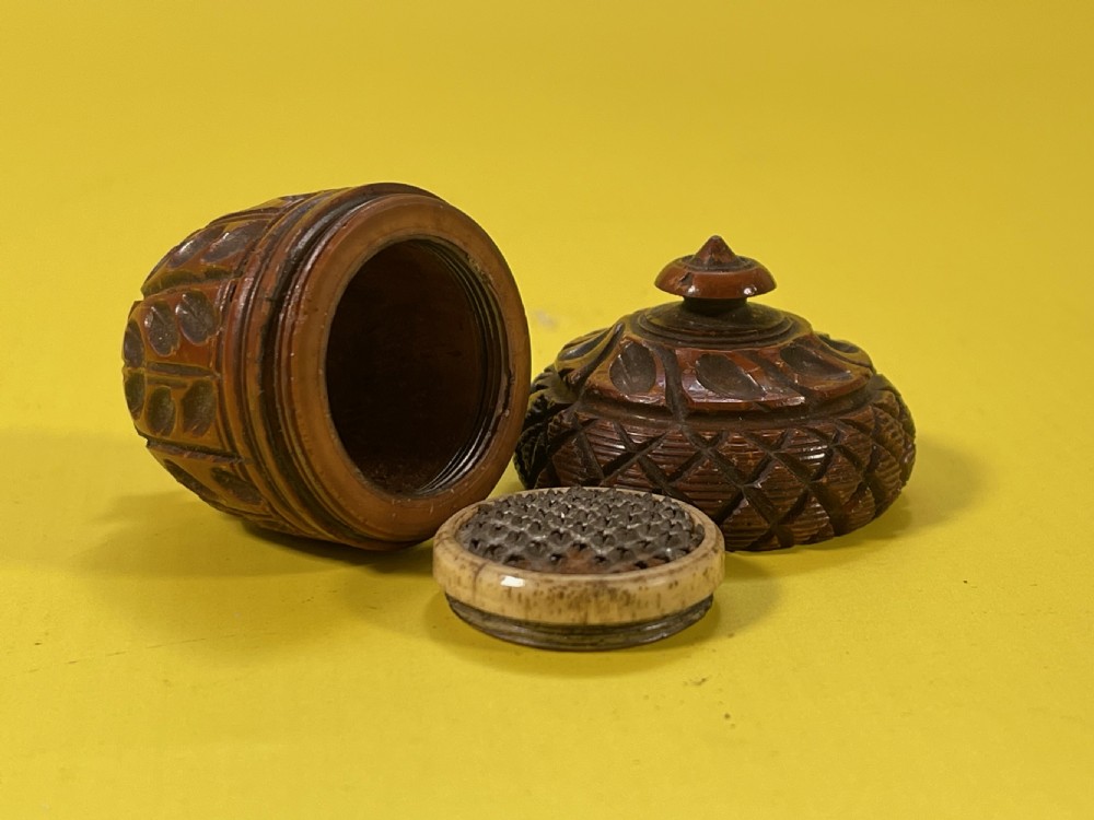 Antique Treen Nutmeg Grater - acorn shaped View IV