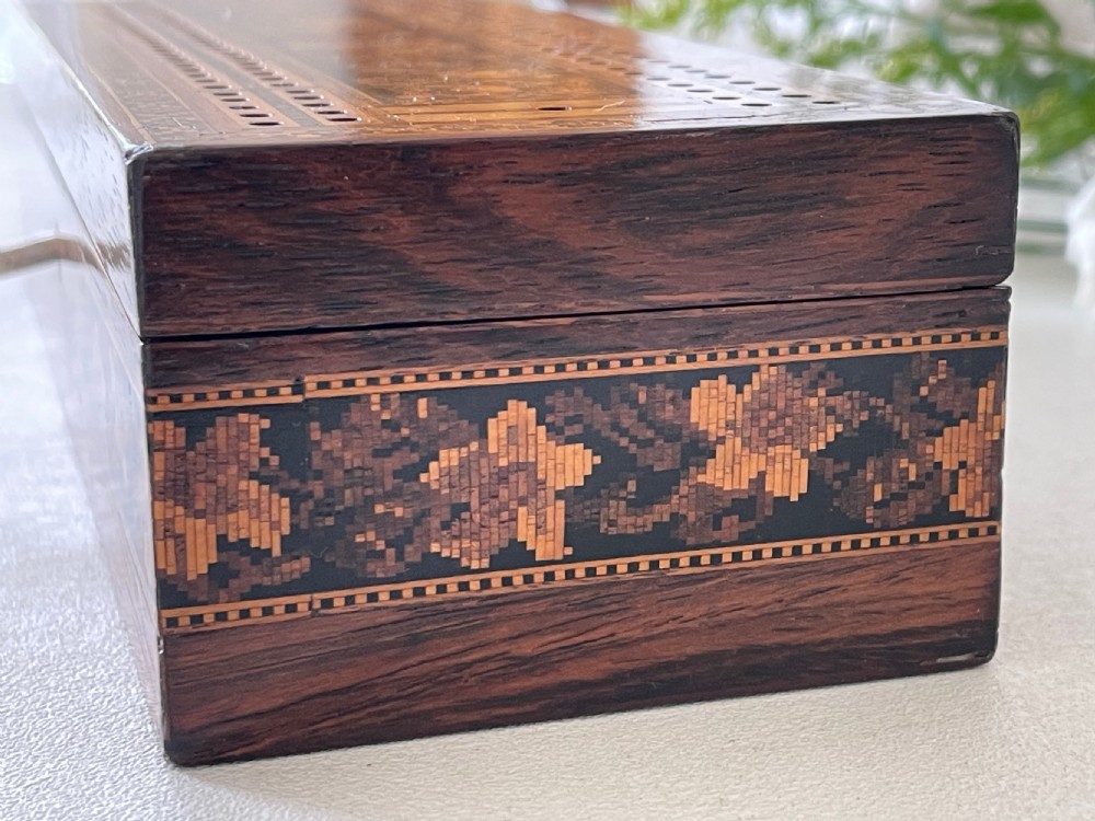 Antique Tunbridge Ware Cribbage & Cards Box View VII