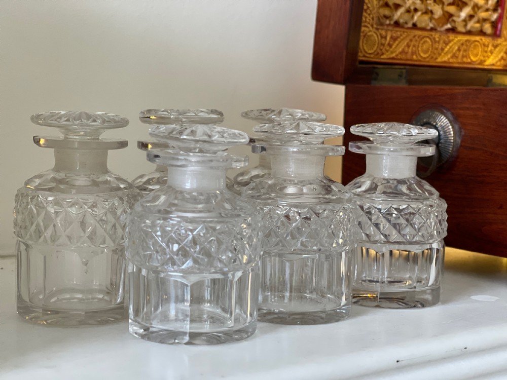 Antique Rosewood  Scent Box - complete with its cut glass scent bottles View III