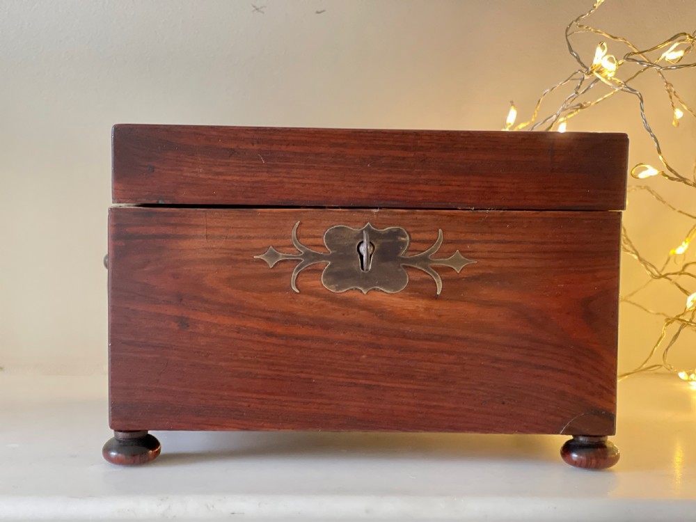 Antique Rosewood  Scent Box - complete with its cut glass scent bottles View V