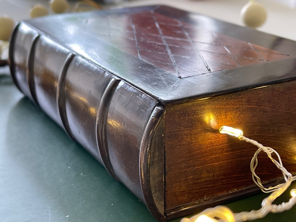 An Antique Treen Puzzle Book Box -compartments inside View V