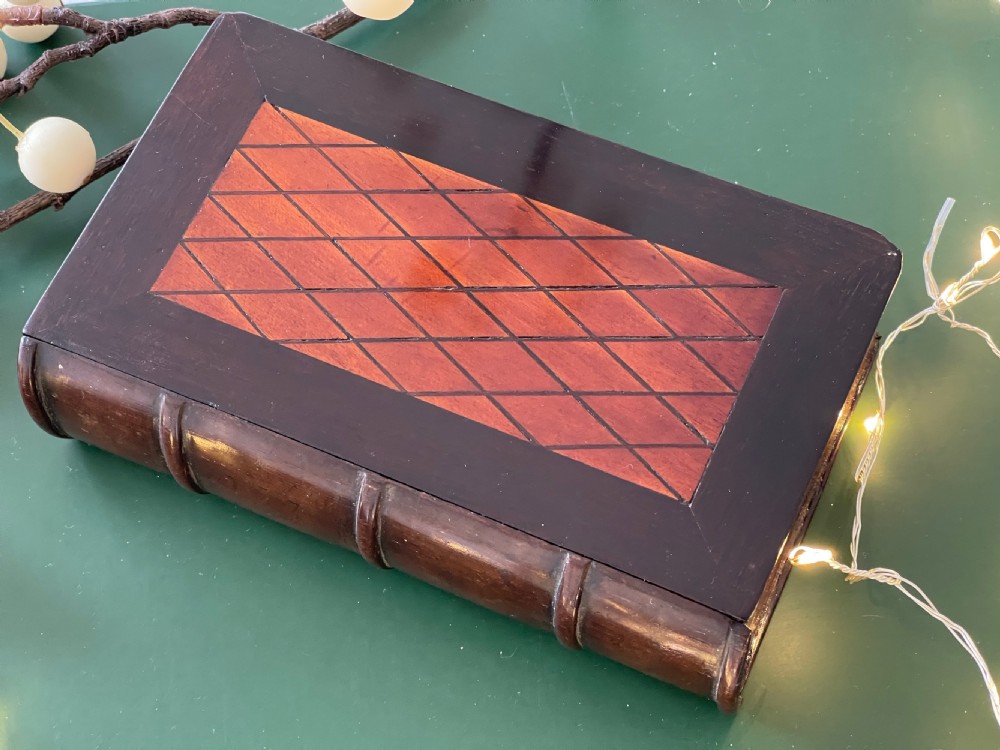 An Antique Treen Puzzle Book Box -compartments inside View VI