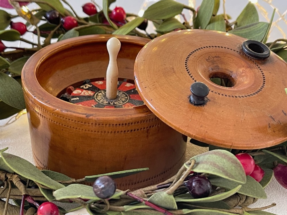 Antique Treen Travelling Roulette Game