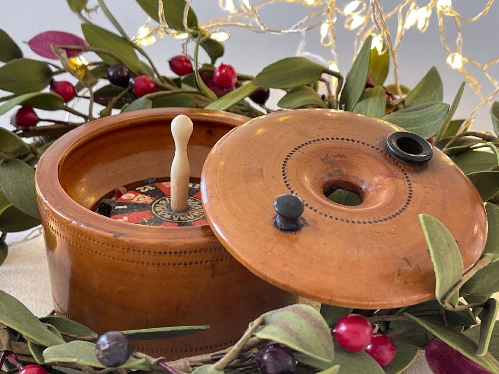 Antique Treen Travelling Roulette Game View III