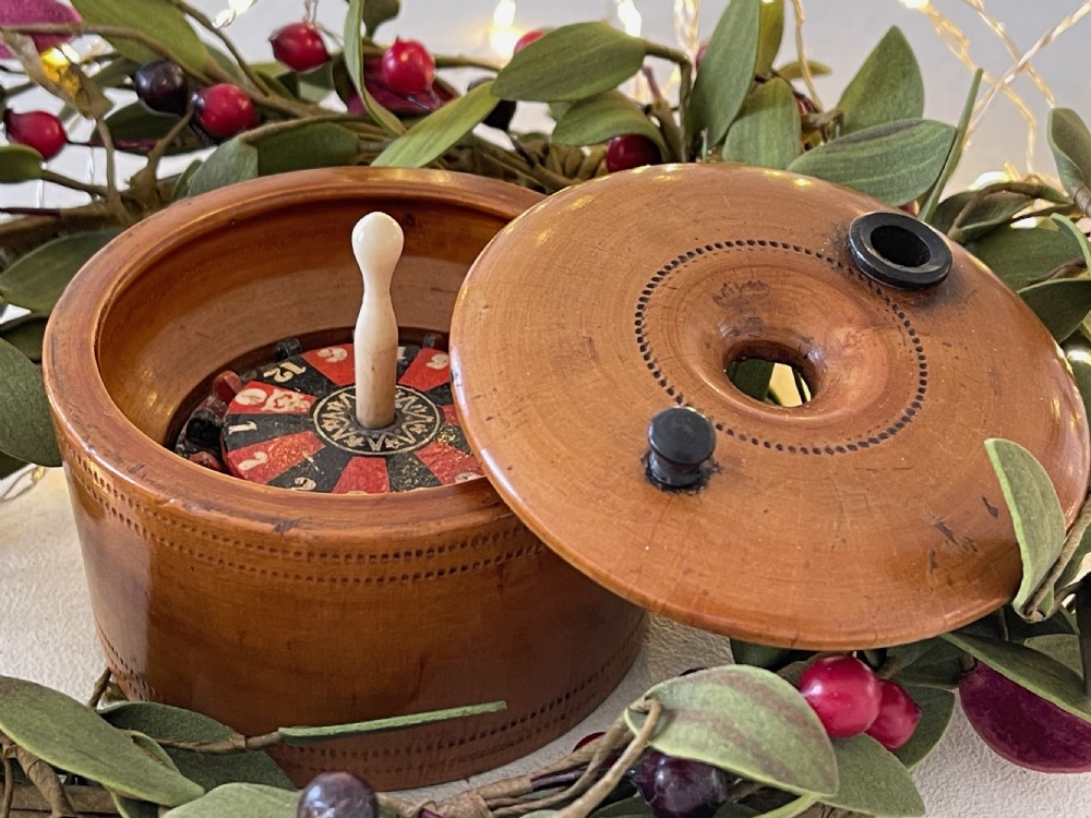 Antique Treen Travelling Roulette Game View V