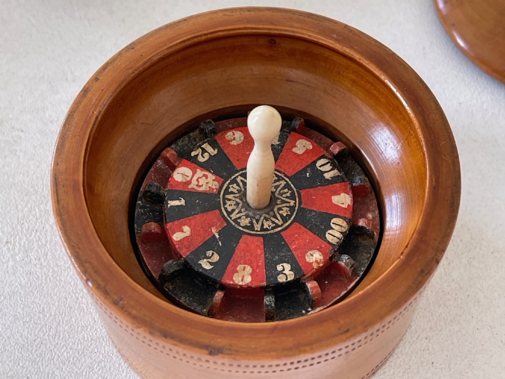 Antique Treen Travelling Roulette Game View VI