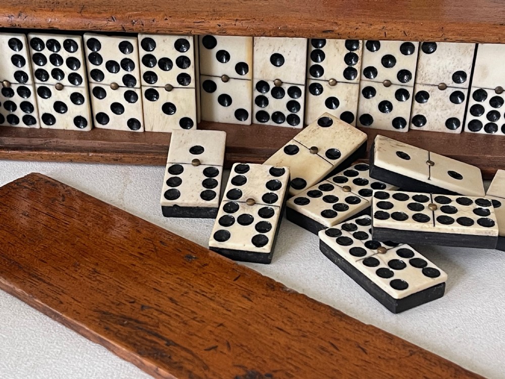 Antique Dominoes Complete Double Nine Set View III