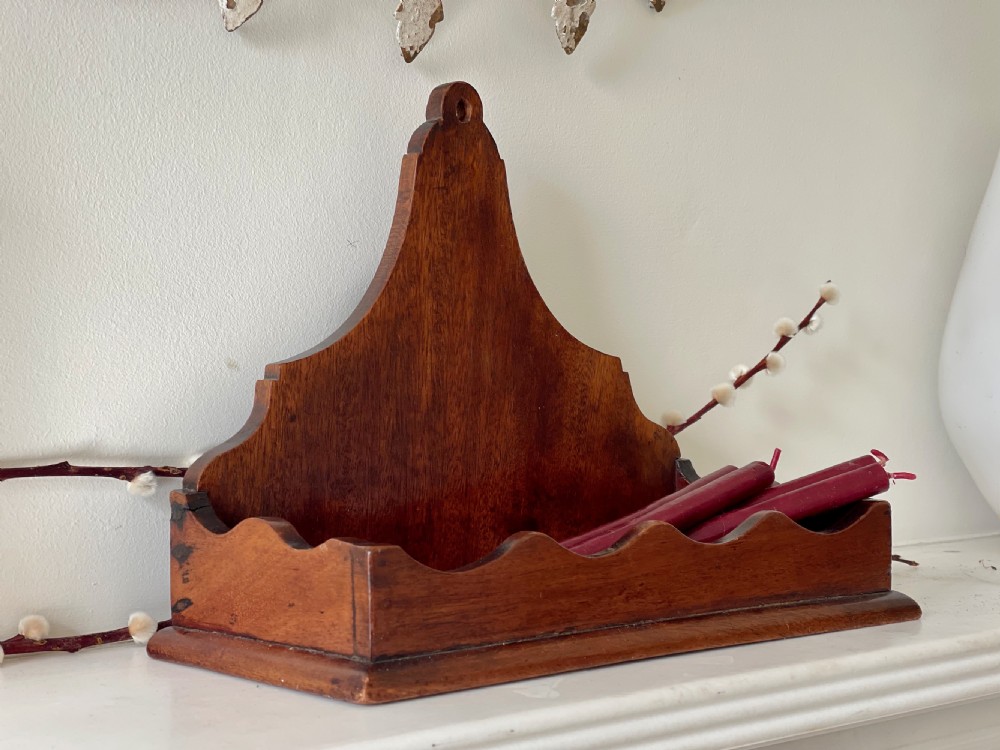 Antique Mahogany Candle or Wall Pocket - great for keys, candles etc