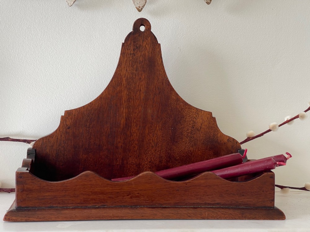 Antique Mahogany Candle or Wall Pocket - great for keys, candles etc View II