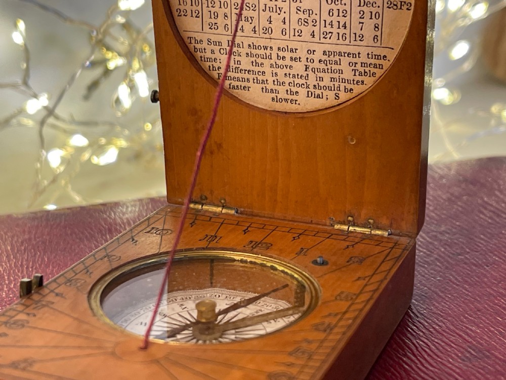 Antique Travelling Sun Dial & Compass - with original instructions for use View V