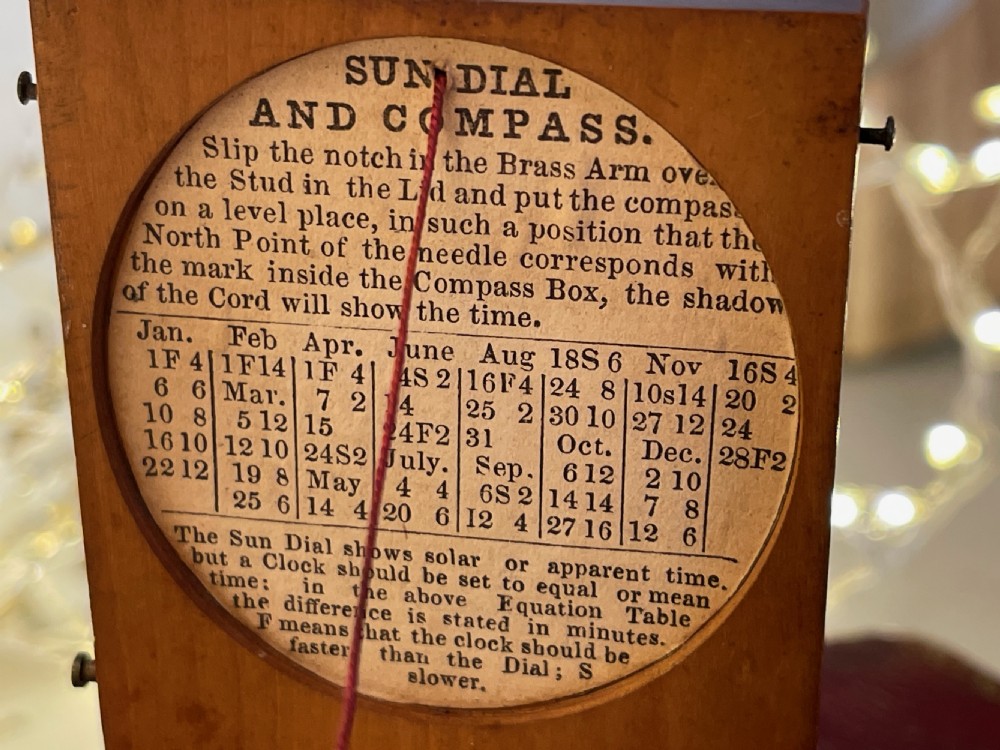 Antique Travelling Sun Dial & Compass - with original instructions for use View VII