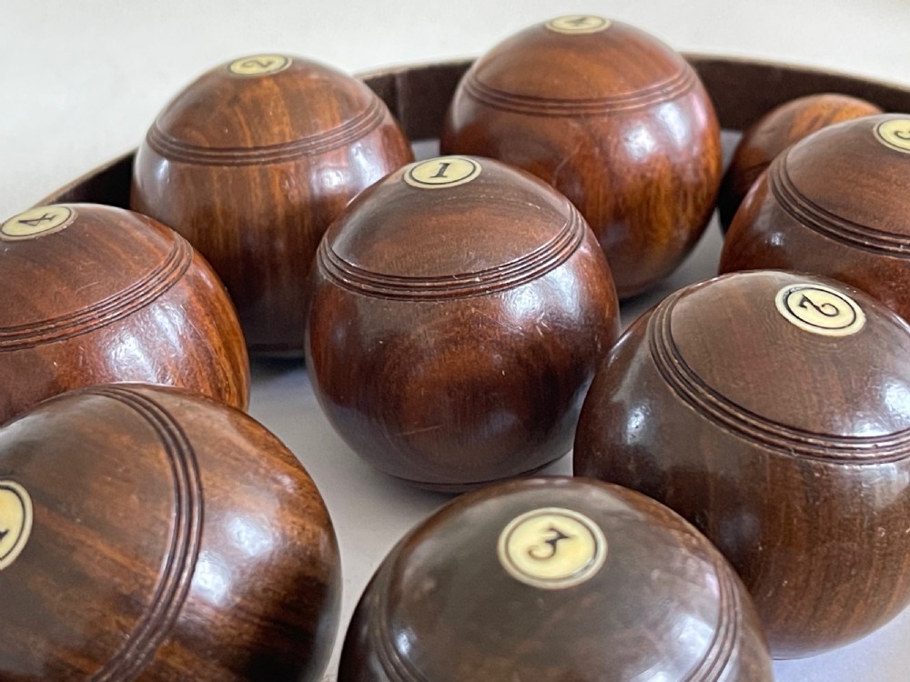  Eight Antique Treen Mini Indoor Table Bowls & Jack
