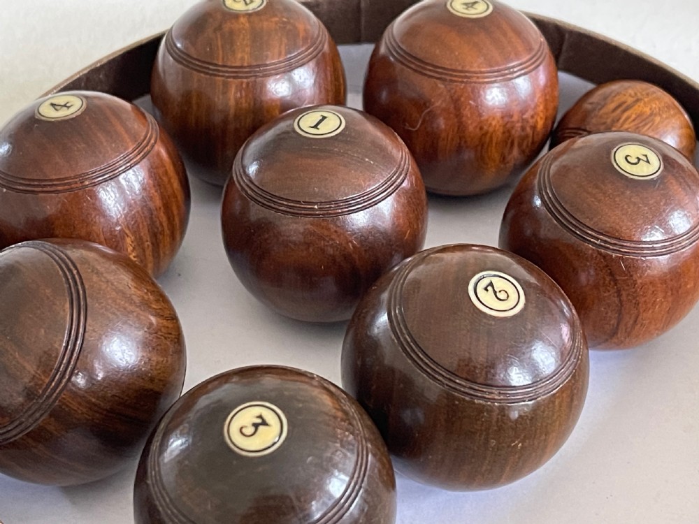 Eight Antique Treen Mini Indoor Table Bowls & Jack View II