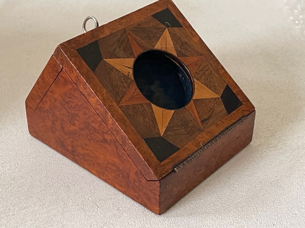 Antique  Treen Tunbridge Ware Pocket Watch Stand View V