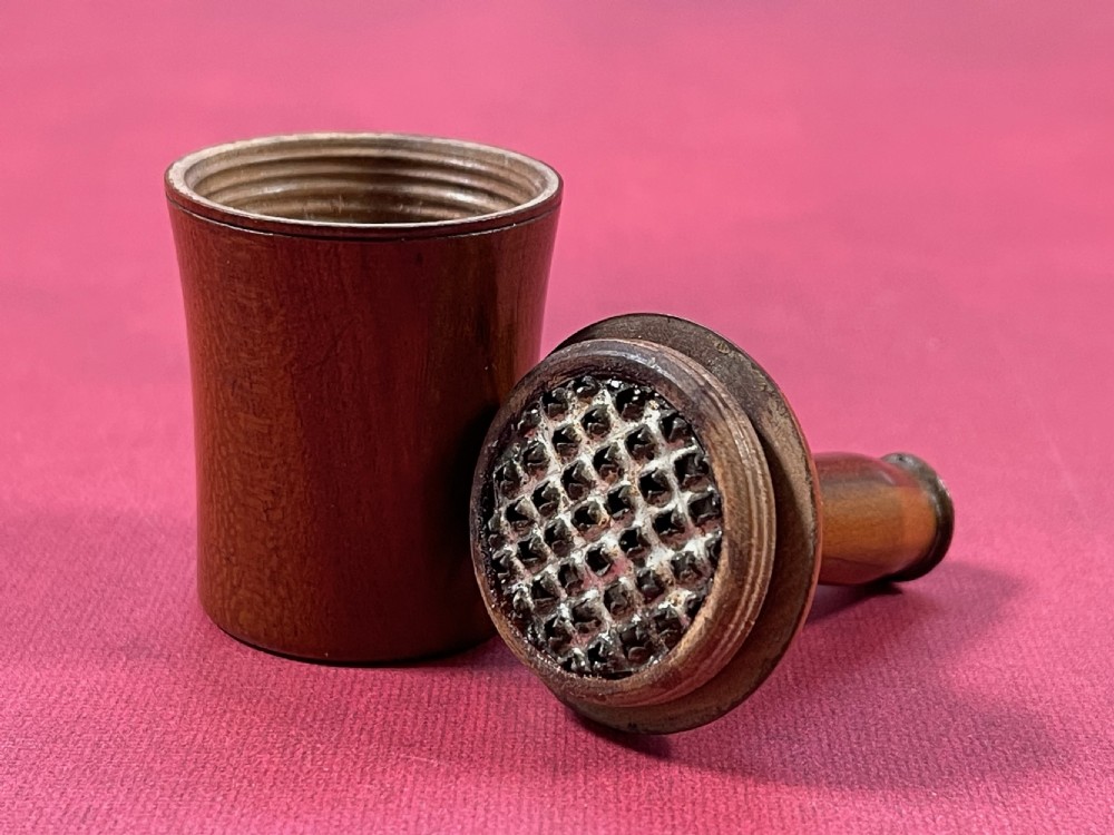 Antique Treen Nutmeg Grater - wine bottle shaped View V