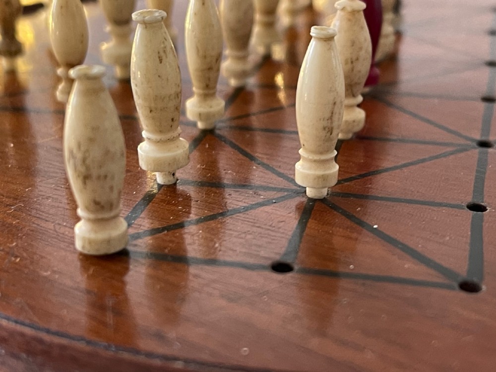 Antique Mahogany Fox and Geese Game - complete View II