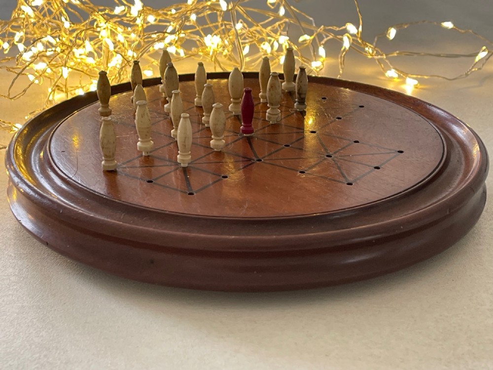 Antique Mahogany Fox and Geese Game - complete View IV