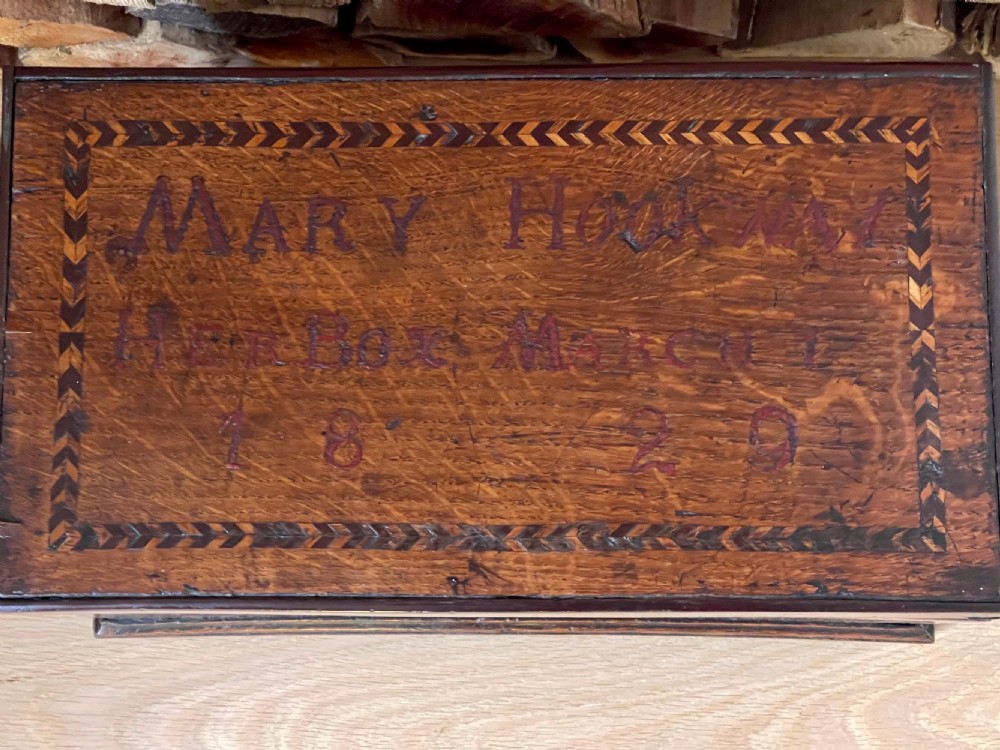 A Small  Georgian Oak Chest Box - named & dated 1829 View II