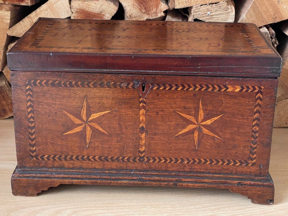 A Small  Georgian Oak Chest Box - named & dated 1829 View IX