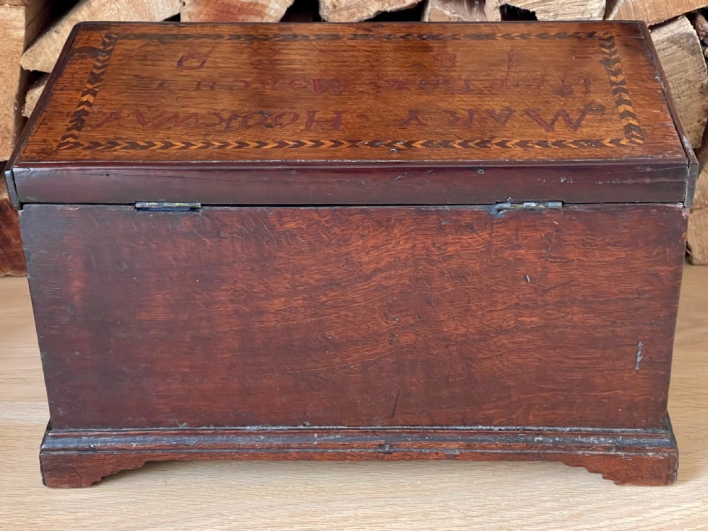 A Small  Georgian Oak Chest Box - named & dated 1829 View XIII