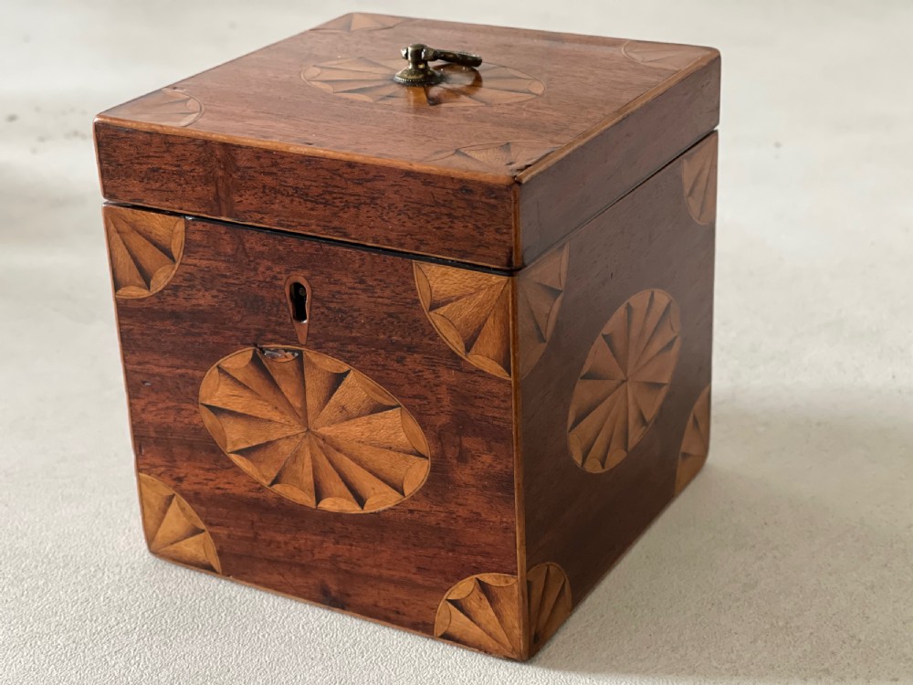 A Georgian Mahogany Inlaid Tea Caddy View IV