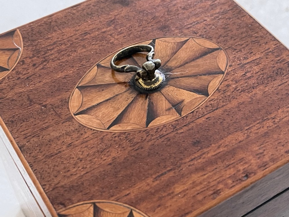 A Georgian Mahogany Inlaid Tea Caddy View XI