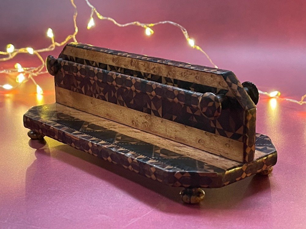 Antique Tunbridge Ware Letter Rack