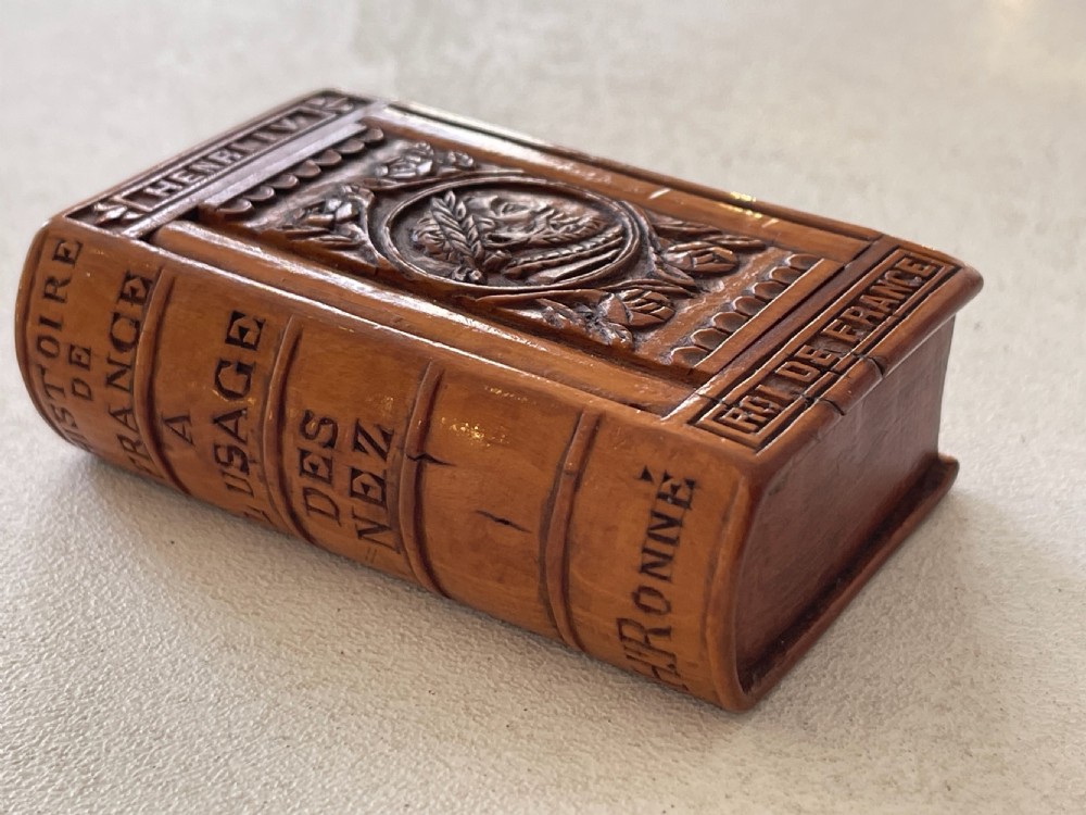 Antique Treen Snuff Book Box View III