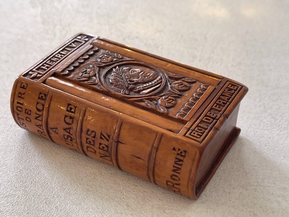 Antique Treen Snuff Book Box View V