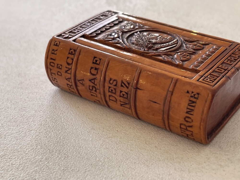 Antique Treen Snuff Book Box View VII