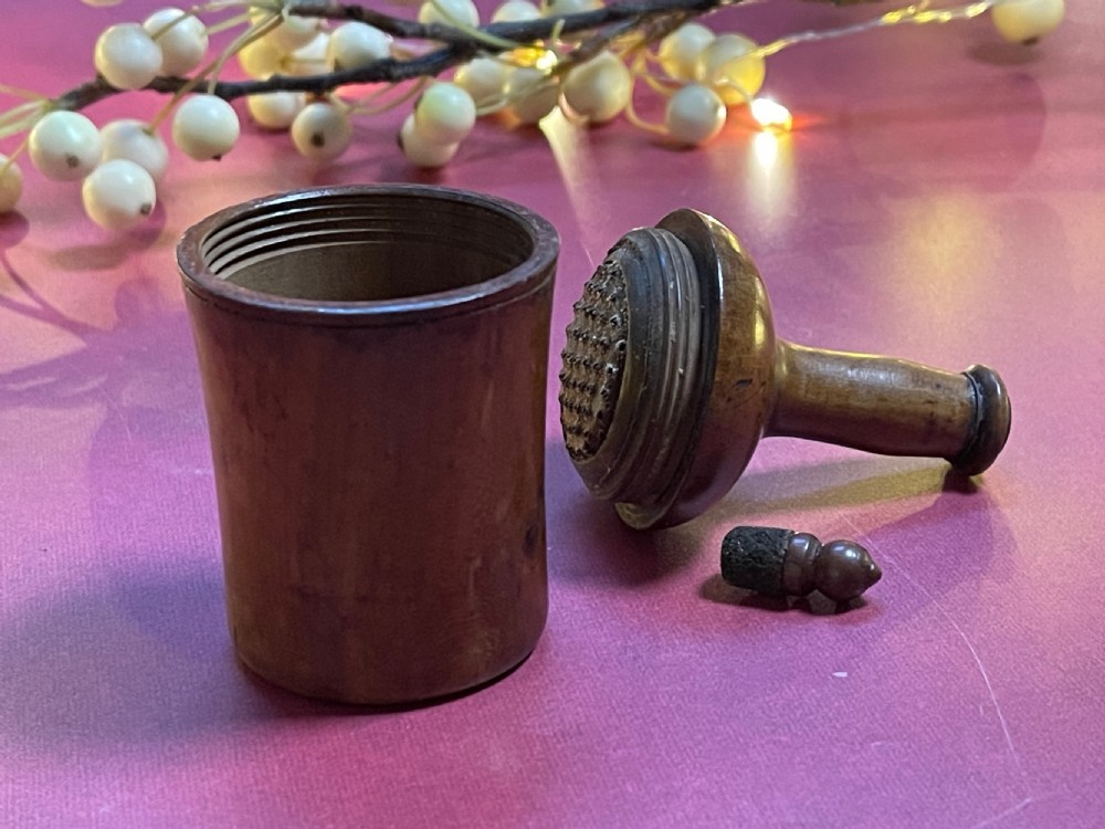 A Table Antique Treen Nutmeg Grater - wine bottle shaped View III