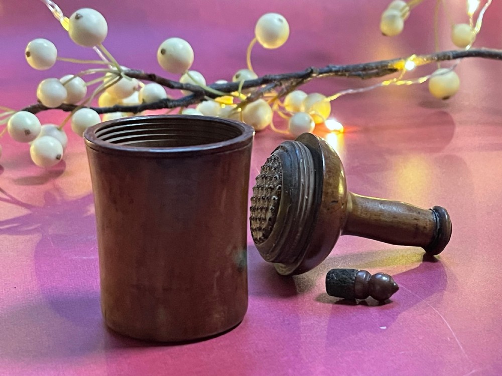 A Table Antique Treen Nutmeg Grater - wine bottle shaped View IV