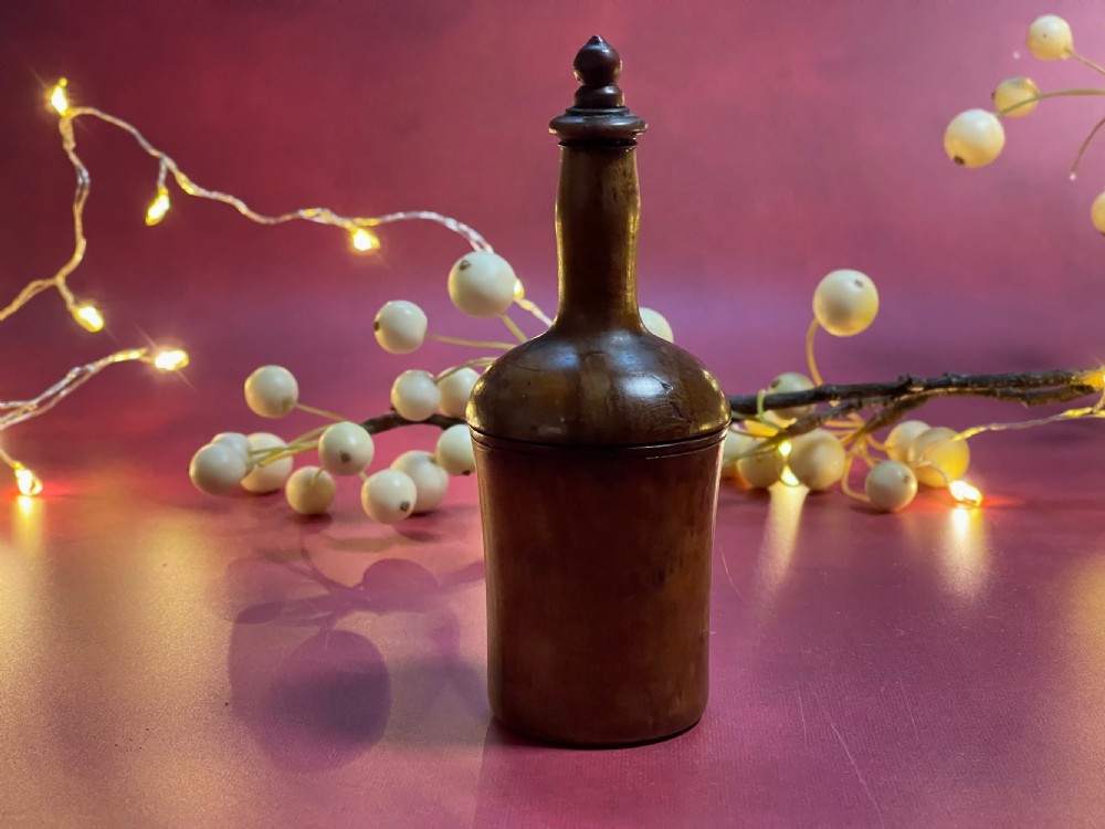 A Table Antique Treen Nutmeg Grater - wine bottle shaped View VI