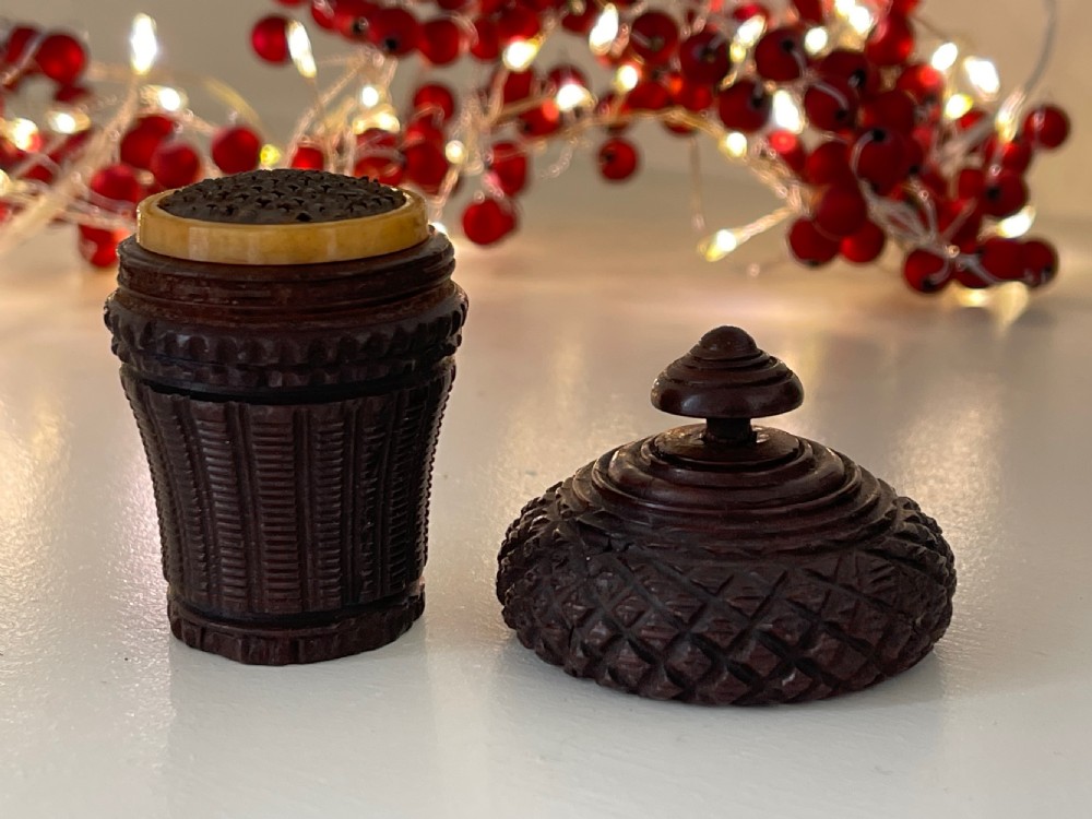 Antique Treen Nutmeg Grater - bucket shaped