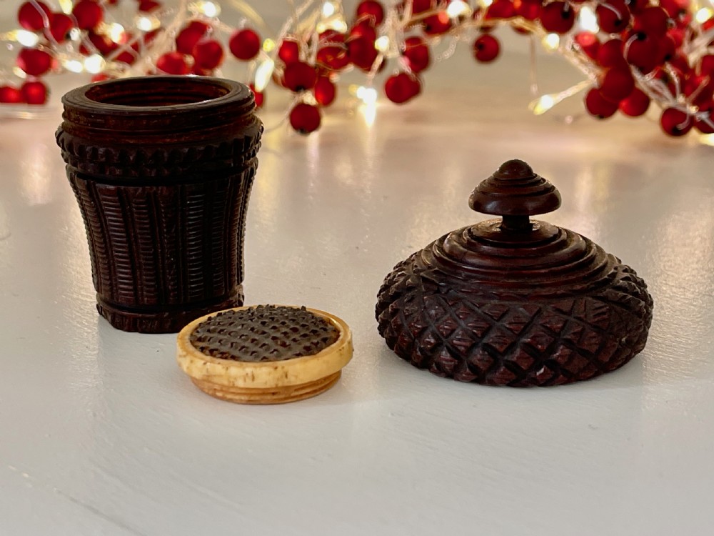 Antique Treen Nutmeg Grater - bucket shaped View III