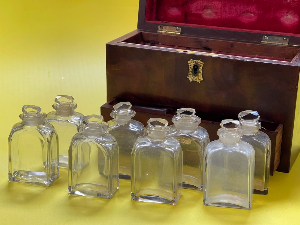 A lovely flame mahogany apothecary case -with contents View II