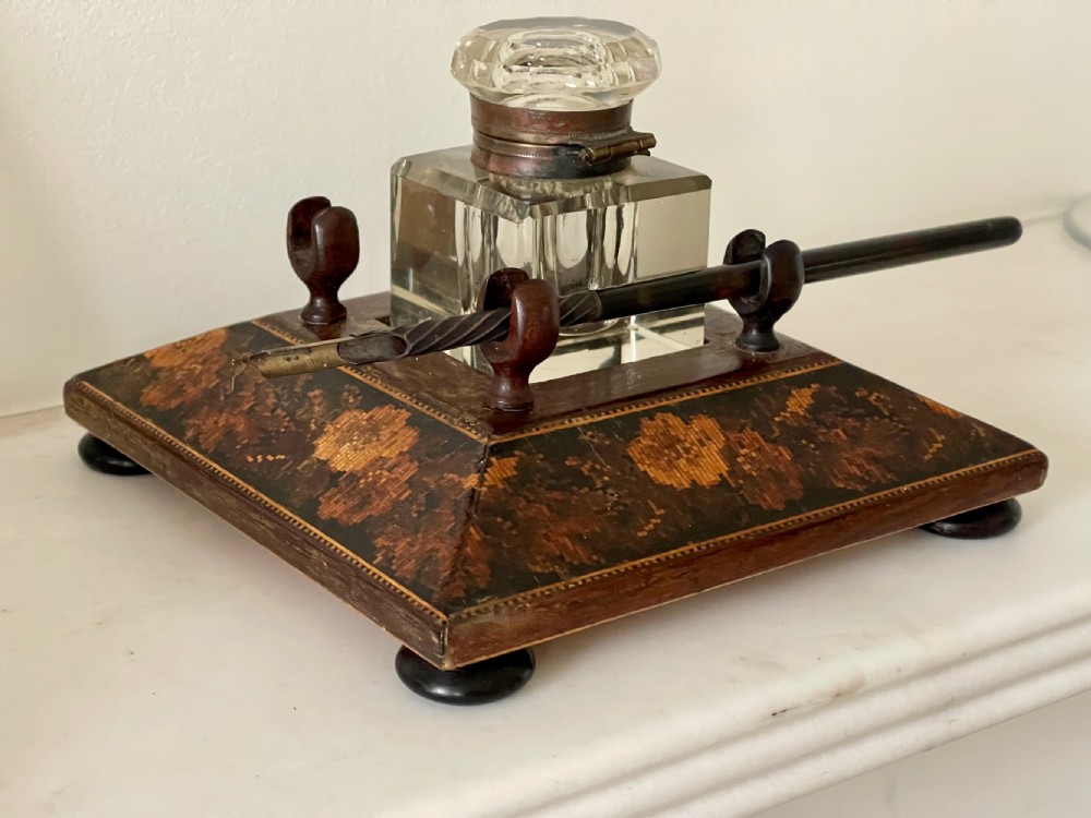 Antique Tunbridge Ware Ink and Pen Stand