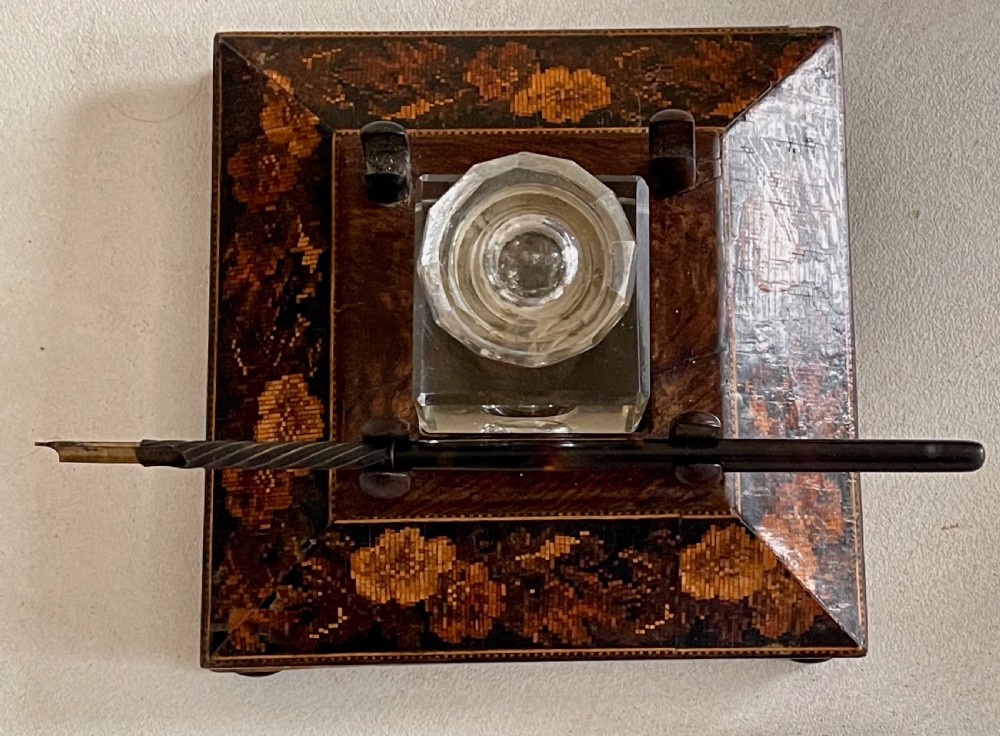 Antique Tunbridge Ware Ink and Pen Stand View III