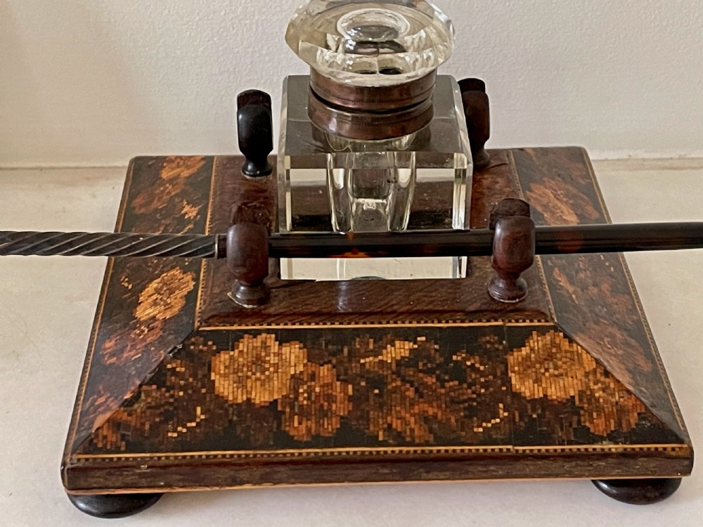 Antique Tunbridge Ware Ink and Pen Stand View VII