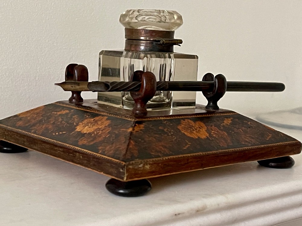 Antique Tunbridge Ware Ink and Pen Stand View XI