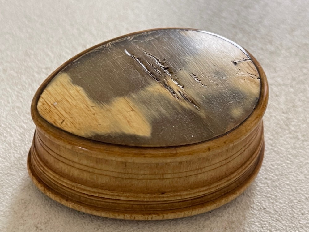 An Antique Welsh Snuff Box - horn & wood, dated, name and place View III