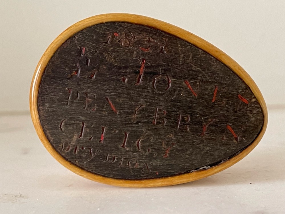 An Antique Welsh Snuff Box - horn & wood, dated, name and place View IV
