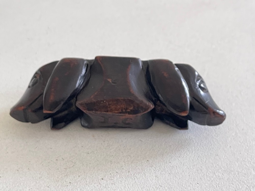 Antique Walnut Dog Snuff Box View II