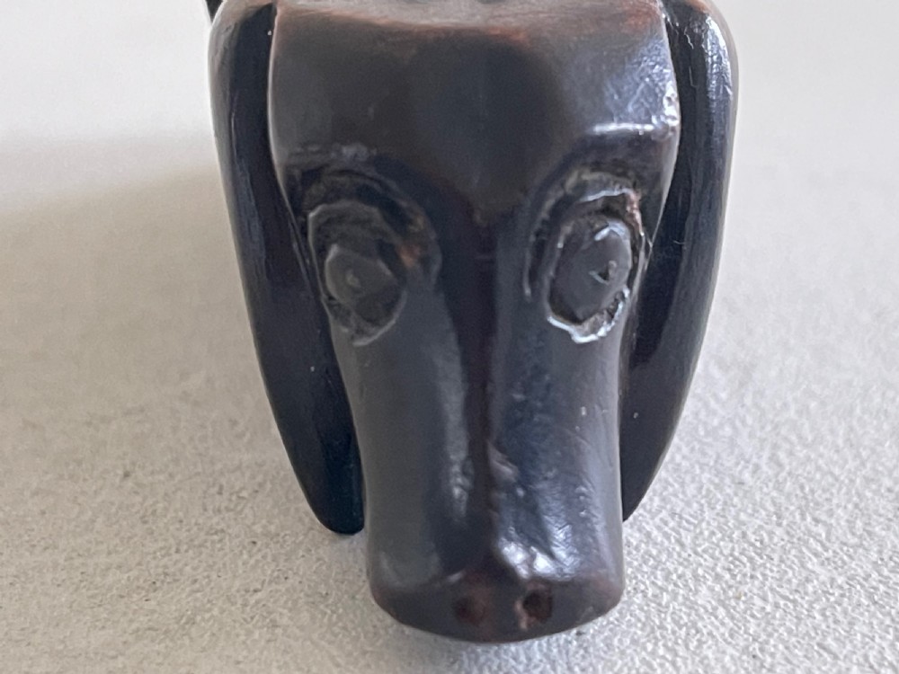 Antique Walnut Dog Snuff Box View V