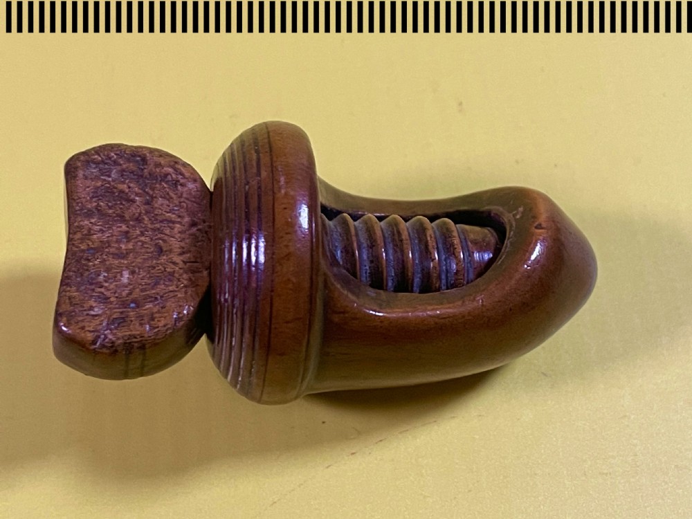 An Antique Treen Georgian Nutcracker - shape of an acorn View II